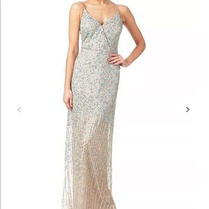 Adrianna Papell Beaded Spaghetti Strap Gown, Nude NWT Never Worn Size 8